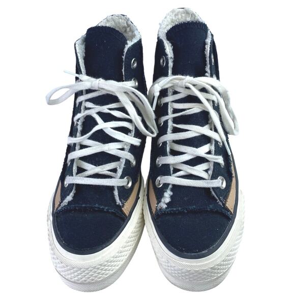 Converse Chuck Taylor All Star Raw Edge Black Platform High Top Sneakers Sz 5.5 - Picture 2 of 7